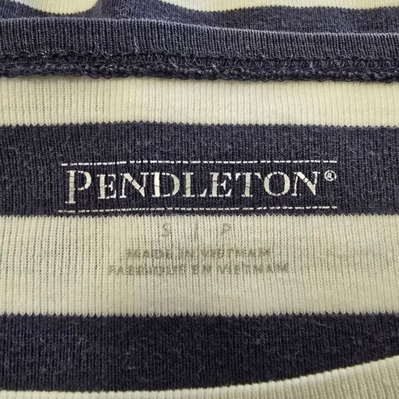 Pendleton Navy Striped Boatneck 3/4 Sleeve T-Shirt Sz S - Picture 6 of 8